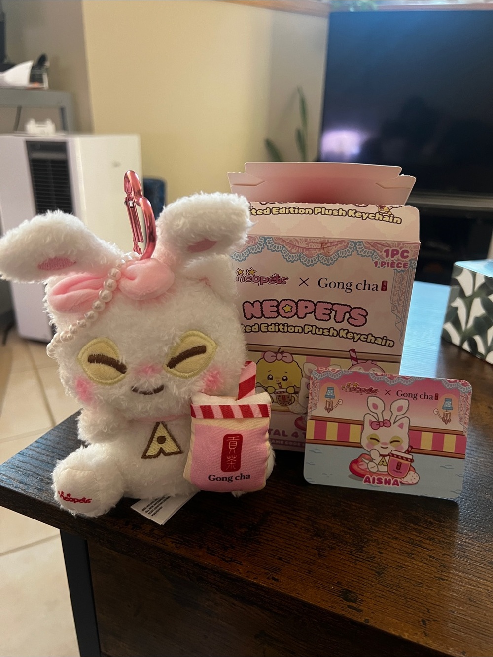 Neopets x Gong cha Aisha Plush Bag Charm/Key Chain BN in plastic (box open)